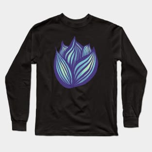 Abstract Flower Floral Decorative Art In Purple And Blue Long Sleeve T-Shirt